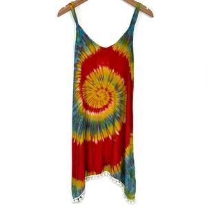 NWT Collection Royal Summer Rage Hippie Tie Dye Spiral Mini Dress Size S/M